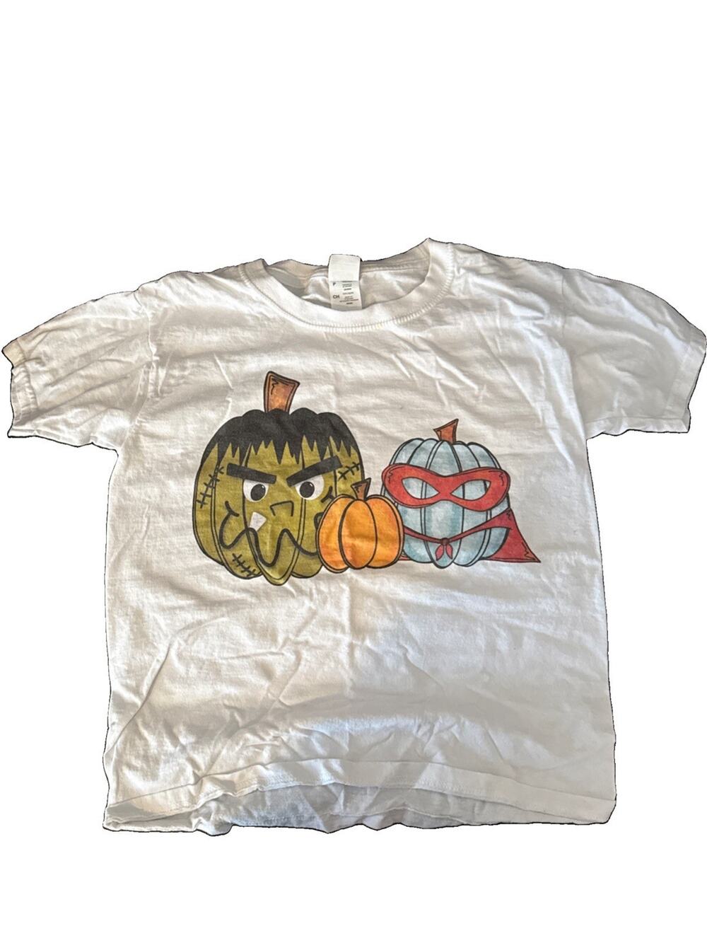 Fruit Of The Loom HD Cotton Haloween T Shirt Youth Size Small White